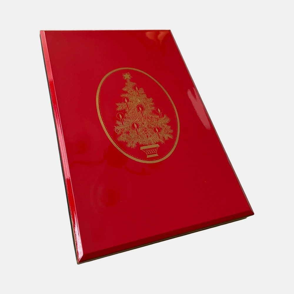 Vintage Gibson Greeting Otagiri Japan Red Lacquer Christmas Card Address Book